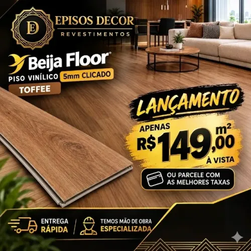 Piso Vinil Beija Floor 5mm clicado