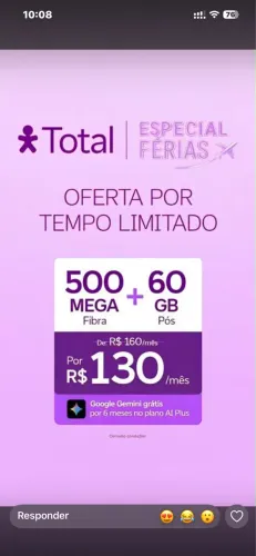Combo fibra + móvel