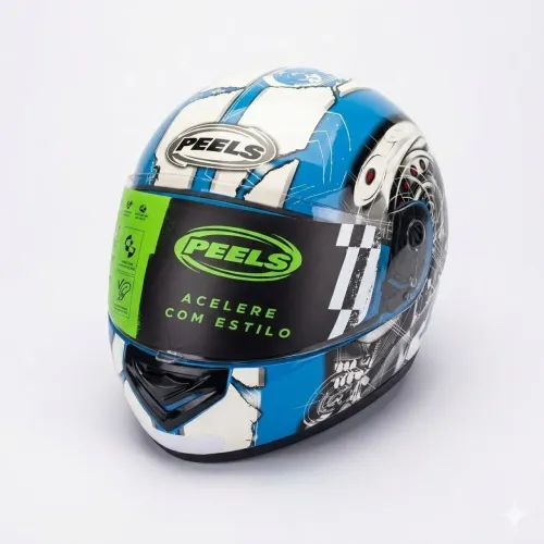 Capacete Peels Spike Cyborg 60 Azul Novo