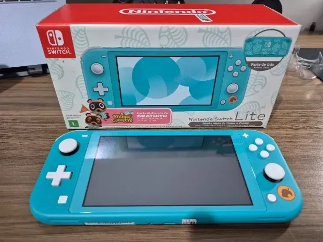 Nintendo Switch Lite Animal Crossing Edição Especial + Caixa + Acessórios