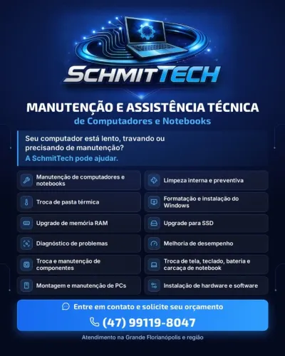 Manutenção de Computadores e Notebooks - Formatação, Limpeza, SSD