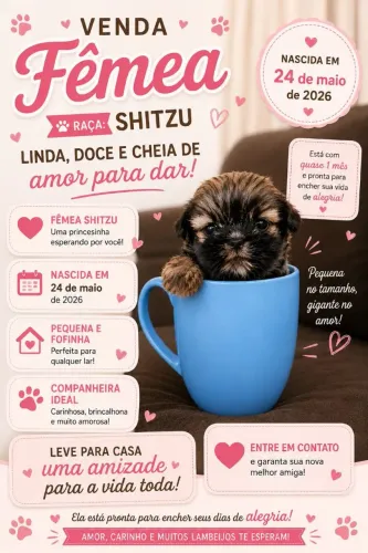 OPORTUNIDADE ÚNICA: SHIH TZU TEACUP FÊMEA EXÓTICA!  VENDENDO BARATO PRA SAIR LOGO!<br>