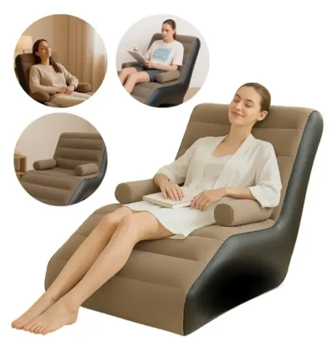 Sofá Inflável Puff Marrom Home Finds Com Braços Para Sala 100kg