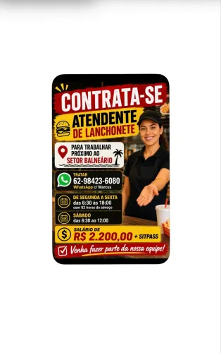 Contrata-se atendente de lanchonete