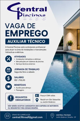 Vaga de Emprego - Auxiliar Técnico 