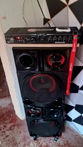 Som residencial receiver taranps ths3600 e par de caixas lg 