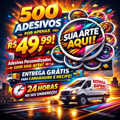 500 adesivos 4x4 personalizados com sua arte