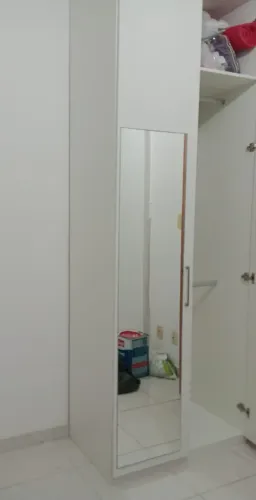 Guarda-roupa seminovo, MDF, Branco, 2 portas, com espelho