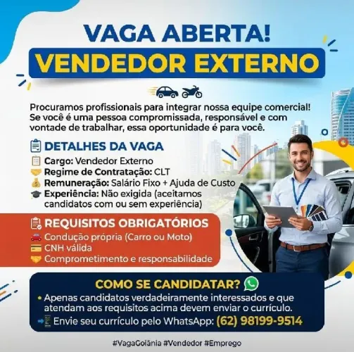 Vaga para Vendedores externos