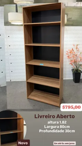 Armário livreiro Aberto ou semi aberto com prateleiras