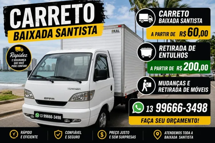 Carreto apartir de 60,00(região do voturua em sao vicente)