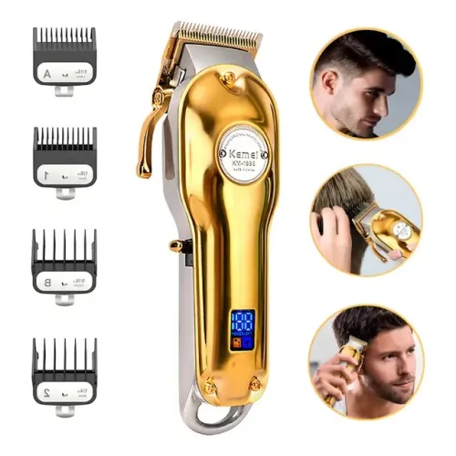 Máquina de Cortar Cabelo Elétrica Kemei KM-1986 com Corpo Metálico Completo