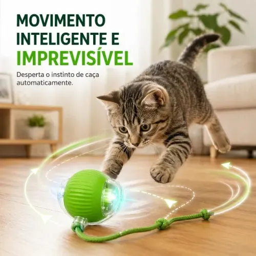 Brinquedo para Pet Bola Interativa com Luz LED Resistente a Mordidas