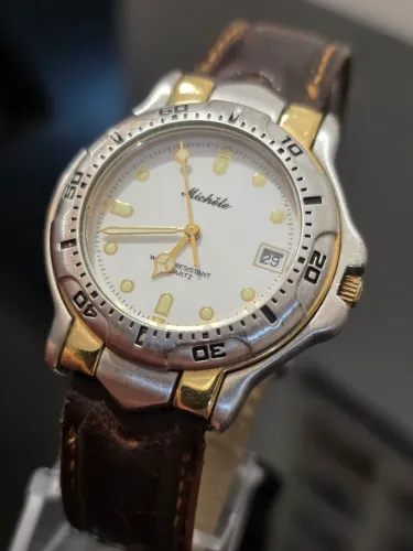 Raro Michèle Diver pré-Fossil 37mm original EUA calibre Miyota todo assinado Vintage 90s