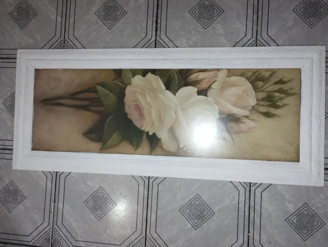 Quadro decorativo flores brancas 