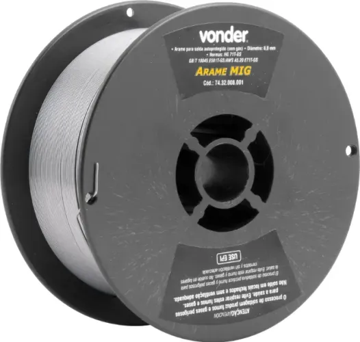 Arame MIG/MAG 0,8 mm, carretel plástico de 1 kg, sem gás, VONDER