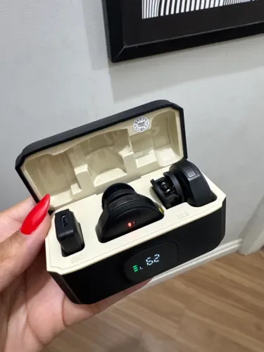 Microfone De Lapela Sem Fio Magnético Com Caixa e 2 Mics