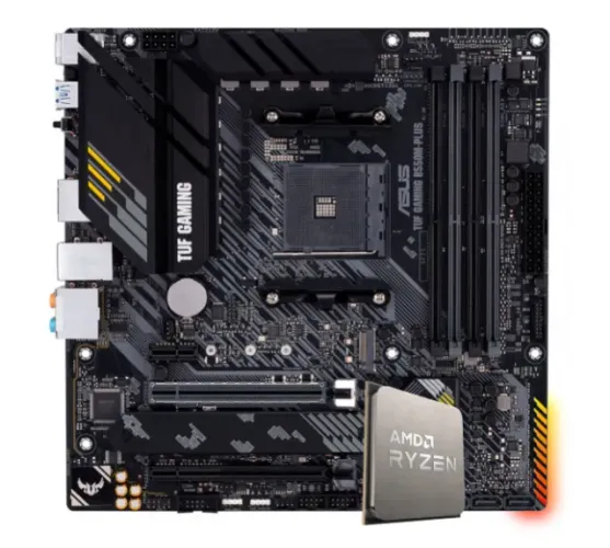 Kit Processador AMD Ryzen 7 5700X + Placa-Mãe Asus TUF Gaming B550M-Plus
