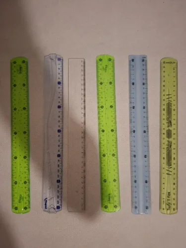 Kit com 6 réguas escolares de 30 cm