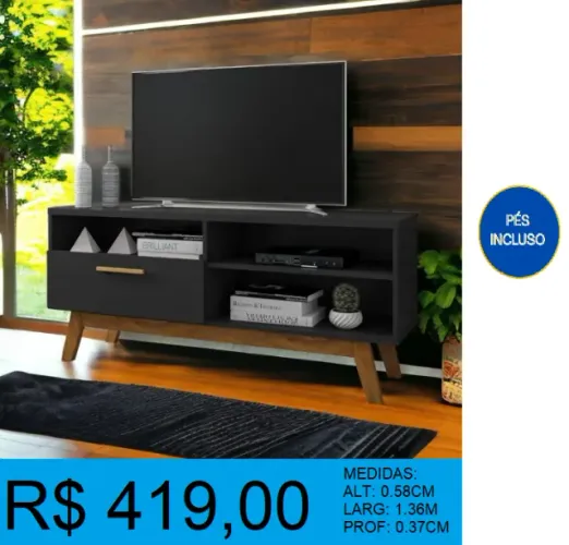 Rack com pés de madeira a pronta entrega