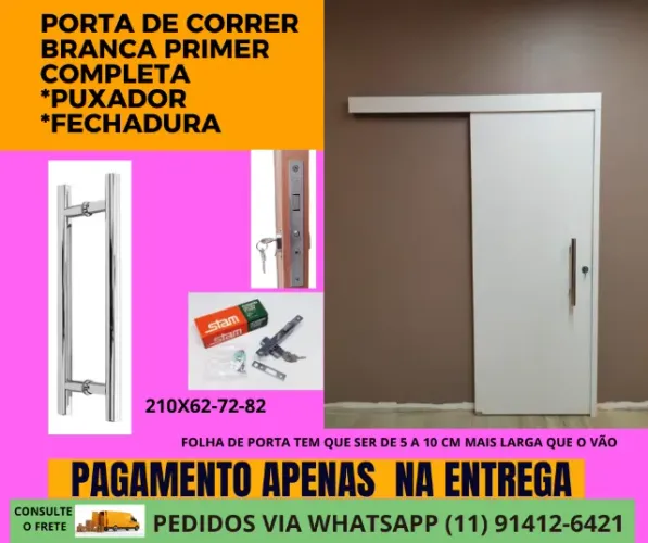 porta de correr linha damazio 210x72 frete a combinar