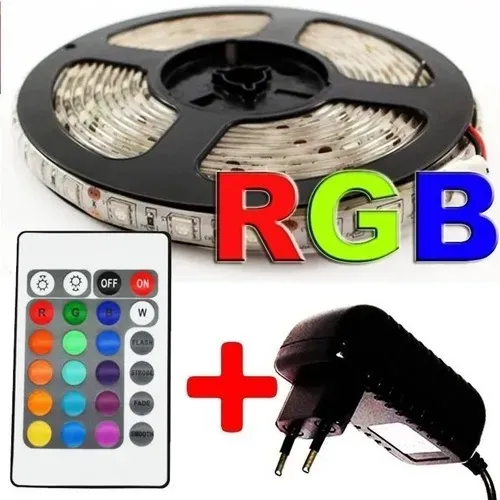 Fita Led Rgb 5050 Rolo 5metro Prova Dágua + Fonte+ Controle