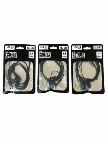 Três fones de ouvido com fio para android - COR: preto