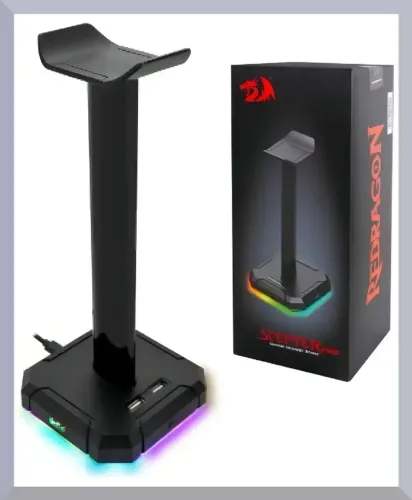 Suporte RGB para fones de ouvido Redragon Scepter Pro HA300 Novo