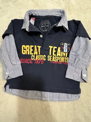 Camisa Polo Infantil 2 em 1 Baby Club - Estilo e Conforto (6-9 meses)