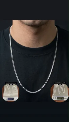 Corrente elo duplo e grumet masculino em prata 925