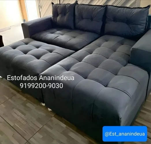 Promoção sofá cheisy trabalhado três lugares mais puff grande novos e completos