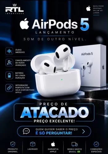 AirPods 5 lançamento 2026 Apple! Novo Lacrado! Entrega em mãos em São Paulo 