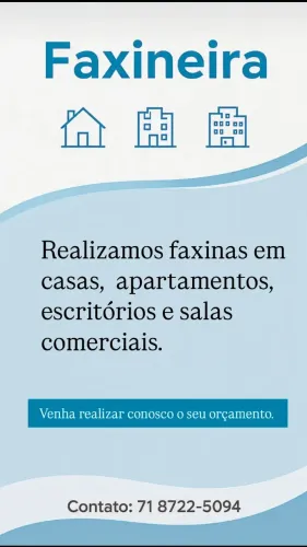 Faxina. Casas , apartamentos e salas comerciais.