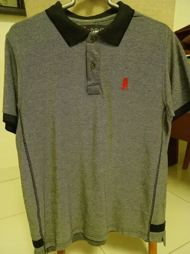 Camiseta Polo e malha manga longa.