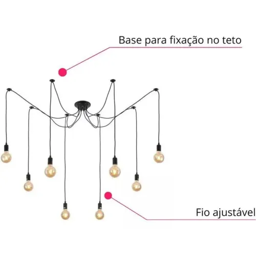 Luminária Aranha - Acompanha lâmpadas