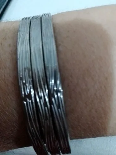 Kit 3 pulseiras vintage em cobre banho de ouro branco 