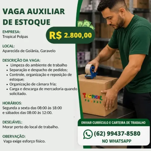 Auxiliar de estoque no Setor Garavelo