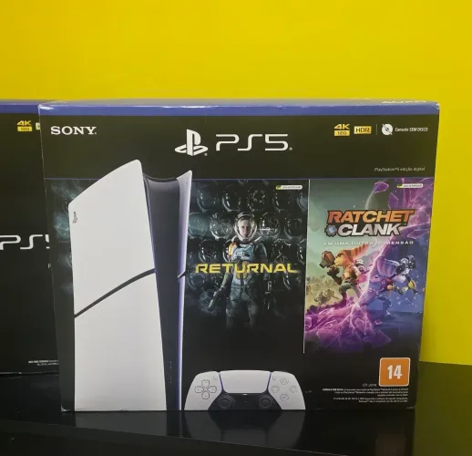 Ps5 slim versão digital seminovos com garantia cinco meses jogo de brinde