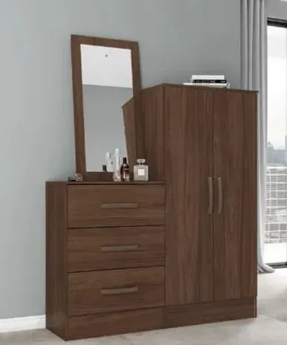 Cômoda com Espelho 2 Portas 3 Gavetas Briz Castanho