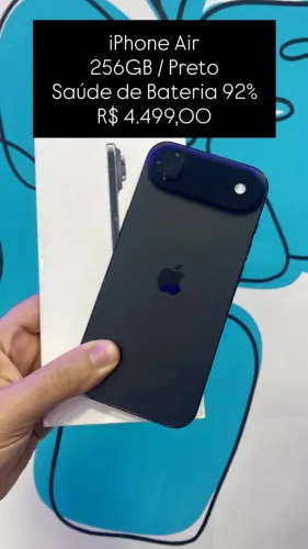 Seminovo: iPhone AIR 256GB / Preto / Saude de bateria 92% - Loja Fisica