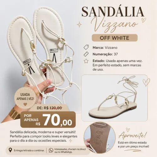 Sandália Vizzano 37 - Off White
