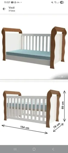 BERÇO americano 3 em 1 , vira Cama, sem colchão.