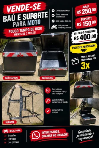 Baú e Suporte pra Moto