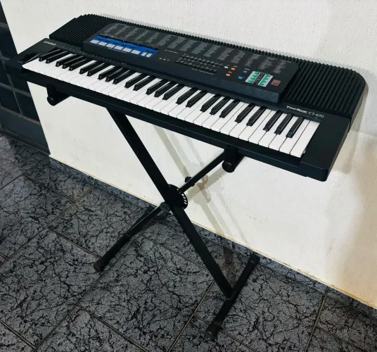 Teclado Casio CT-670 Tone Bank Completo + Suporte + Capa + Fonte