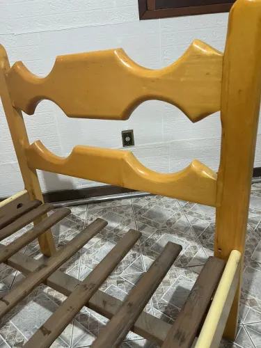 Cama de madeira maciça solteiro estilo rústico/vintage