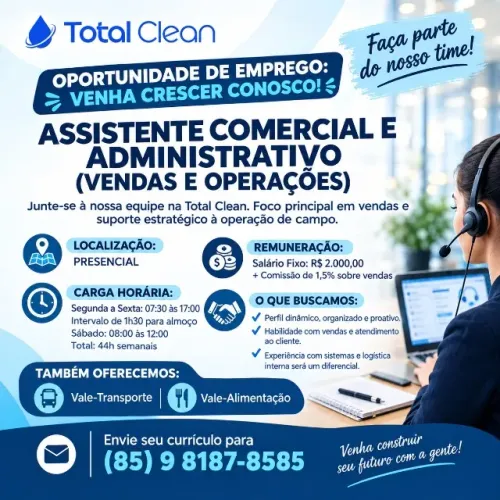 VAGA VENDAS/AUXILIAR ADM