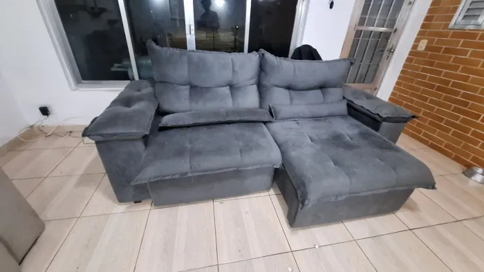 Sofá Retrátil e Reclinável 2 Lugares Cinza - Muito Confortável