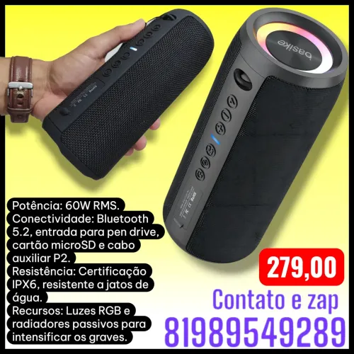 caixa de som portátil Basike BA-RAD033.