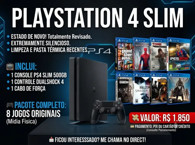 PlayStation 4, 8 JOGOS, (Estado de Novo)