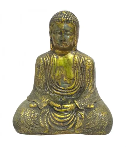 Grande escultura em pesado bronze dourado representando Buda Tibetano Meditando*